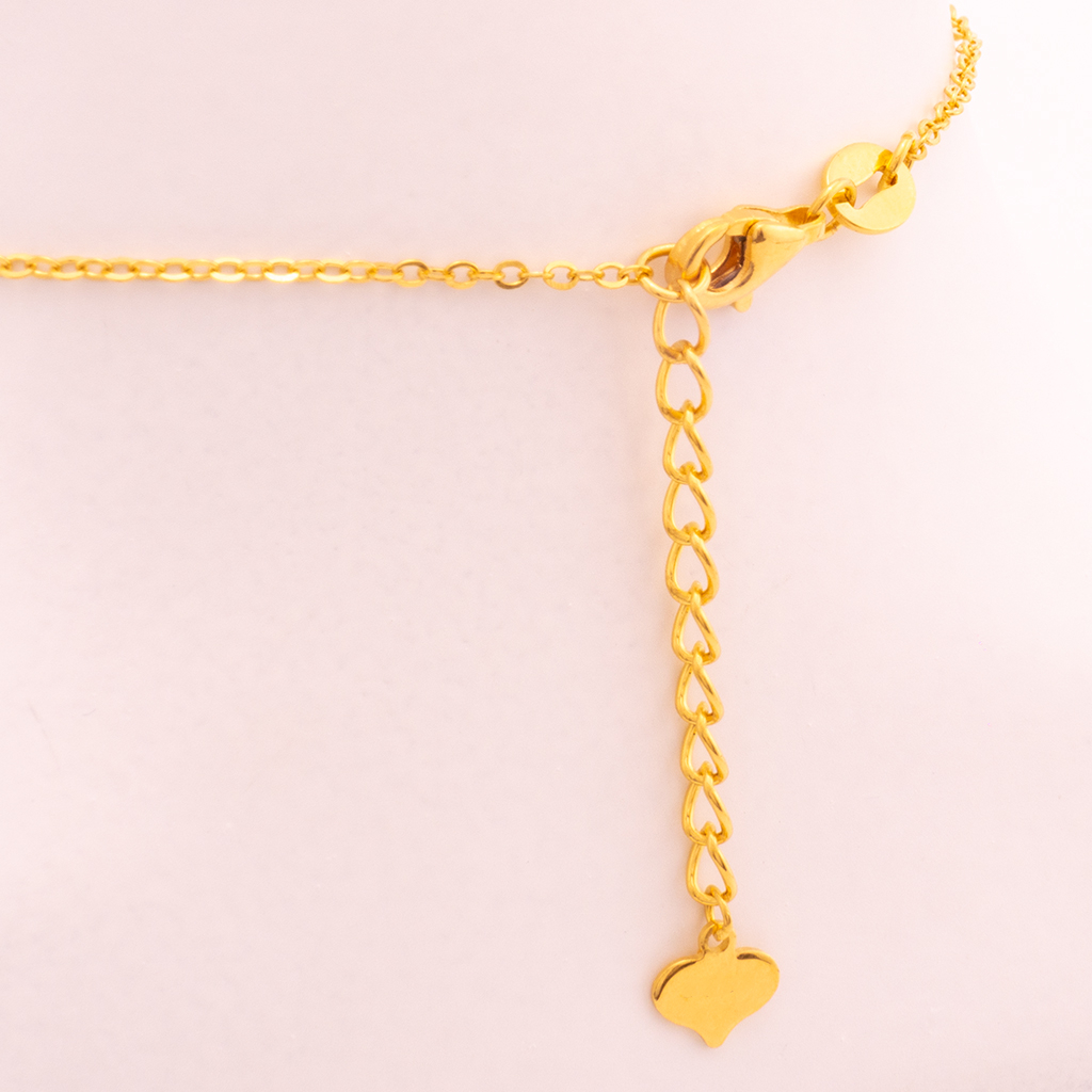 LOVE Pineapple Ring Necklace (41+2.5 cm) — 24K Pure Gold (detail)