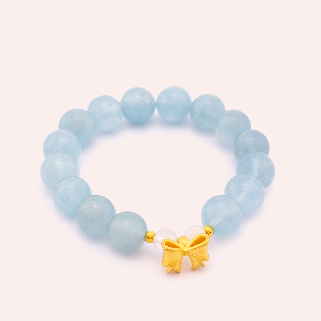Aquamarine Princess Bow Bracelet