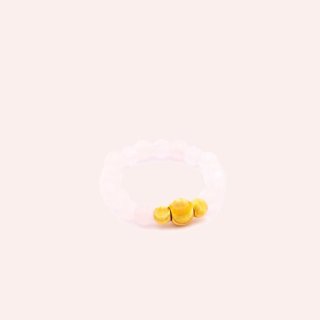 粉色晚霞|貓眼小珠戒(粉晶) — 純金9999 (detail)
