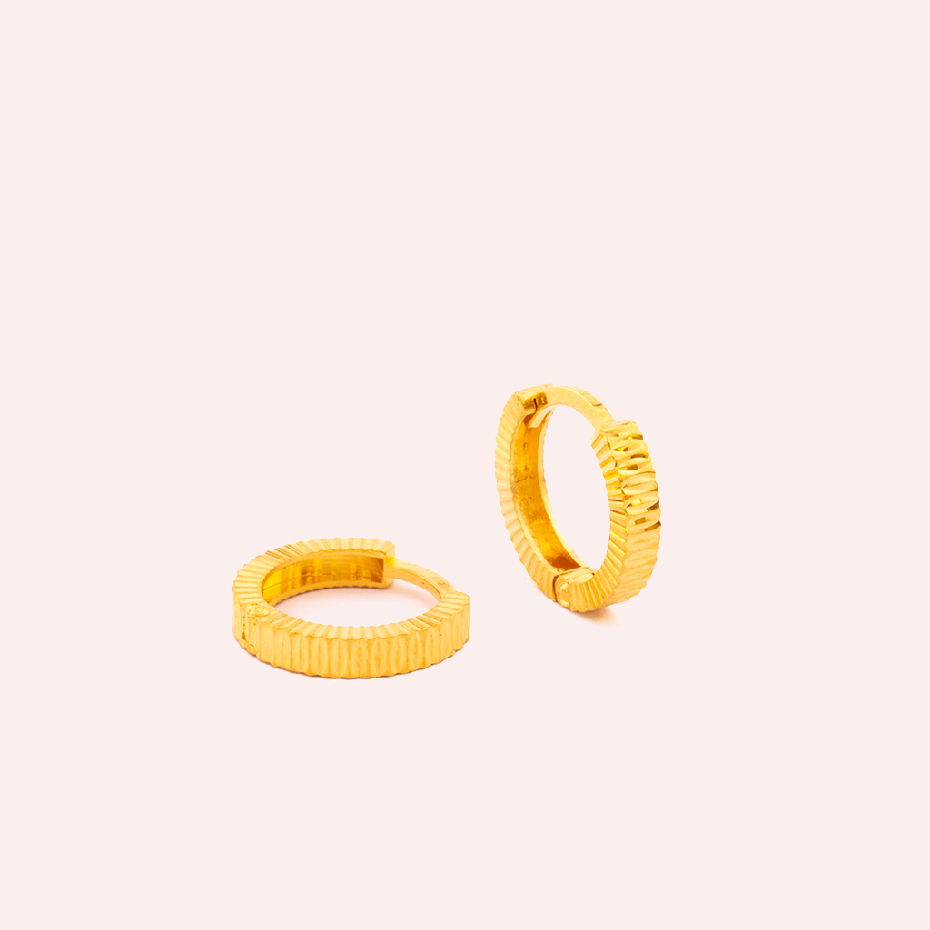 Engraved Leaf Hoop Earrings
