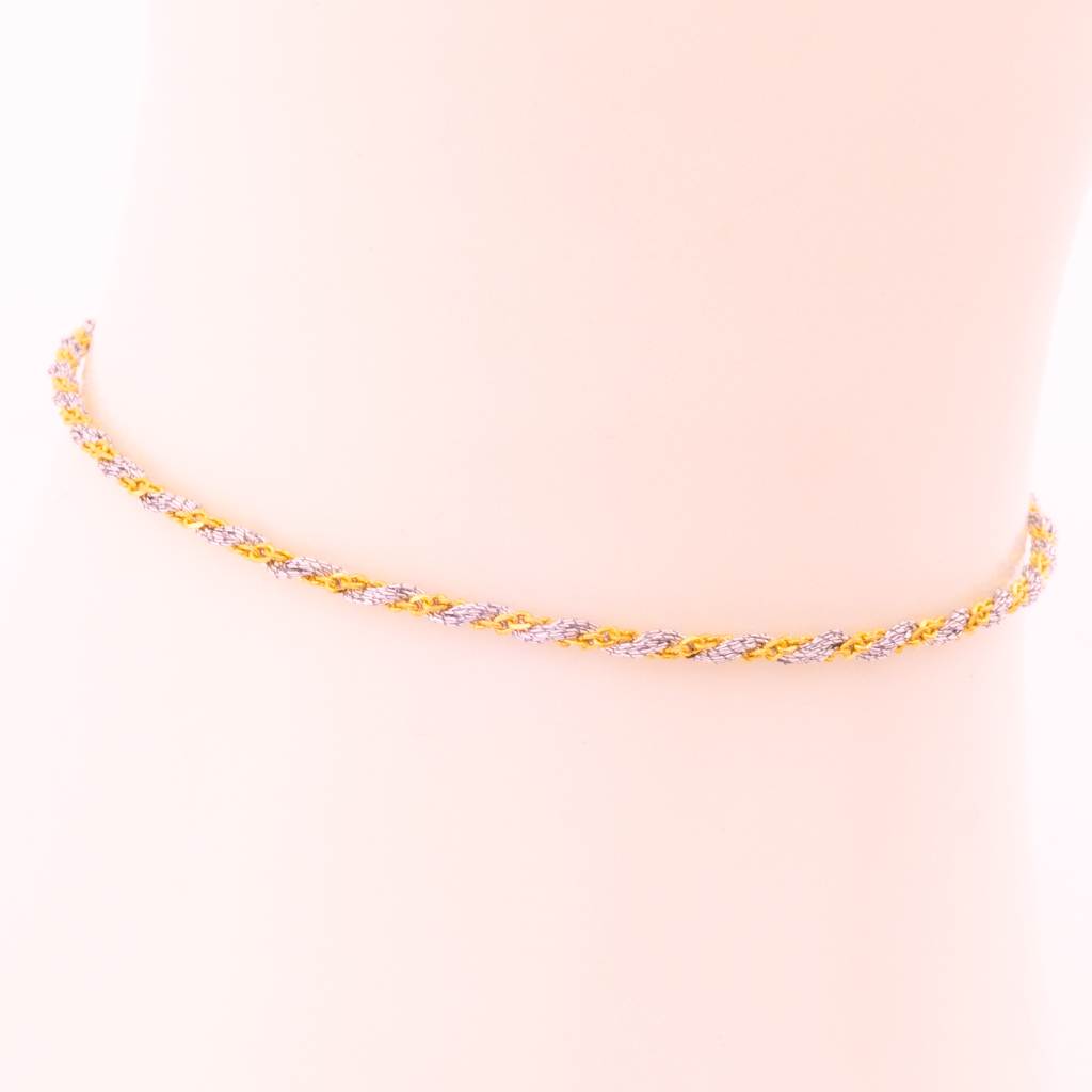 S Hook Wax String Gold Braided Bracelet (Silver)
