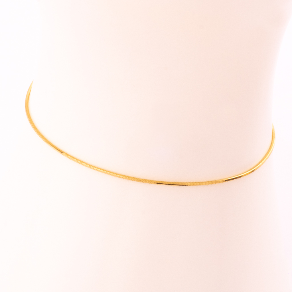 Herringbone Bracelet (Very Slim) — 24K Pure Gold