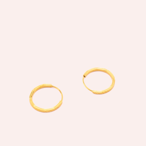 5G斜刻歐美小耳圈 |1.3cm — 純金9999 (thumbnail)