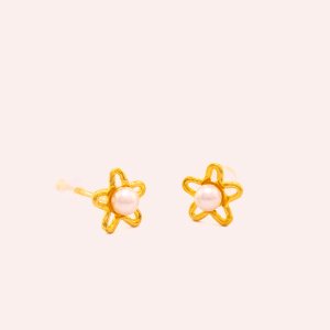 自留款|珍珠小花耳針(養珠) — 純金9999 (thumbnail)