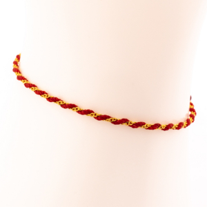 S Hook Wax String Gold Braided Bracelet (Red)