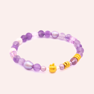Apple Crystal Bracelet (Uruguayan Amethyst + Natural Pearl)