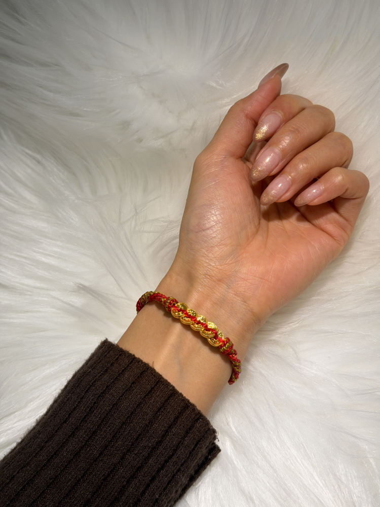 招財聖品|碎冰五帝錢(單顆) — 純金9999 (worn photo)