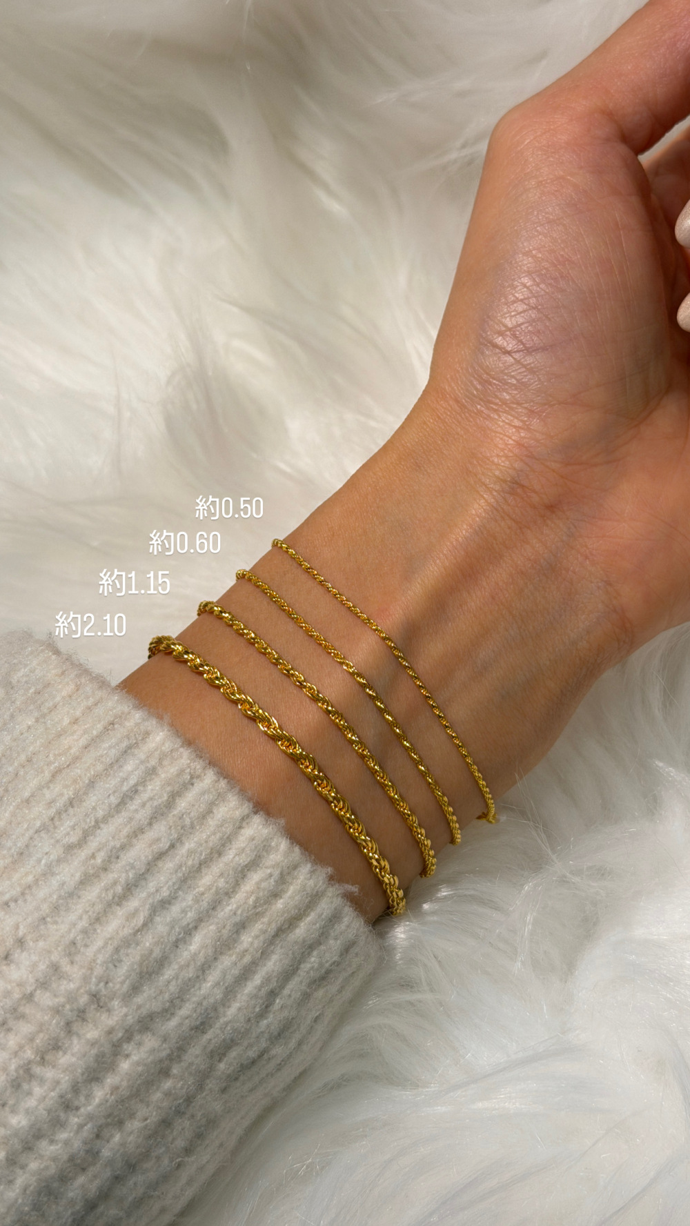 氣質百搭|麻花手鍊(1mm) — 純金9999 (worn photo)