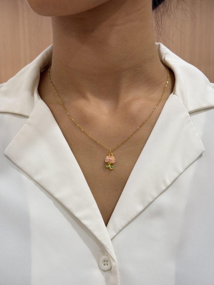 小王子|玫瑰小墜 — 純金9999 (worn photo)