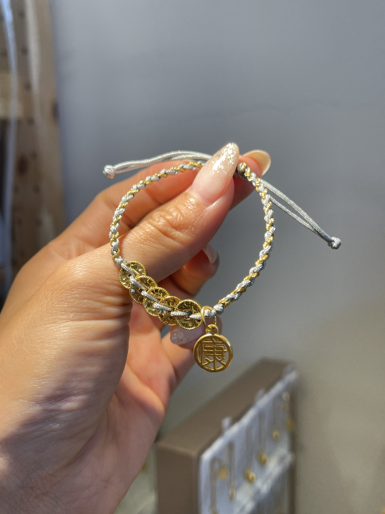 招財聖品|碎冰五帝錢(單顆) — 純金9999 (worn photo)