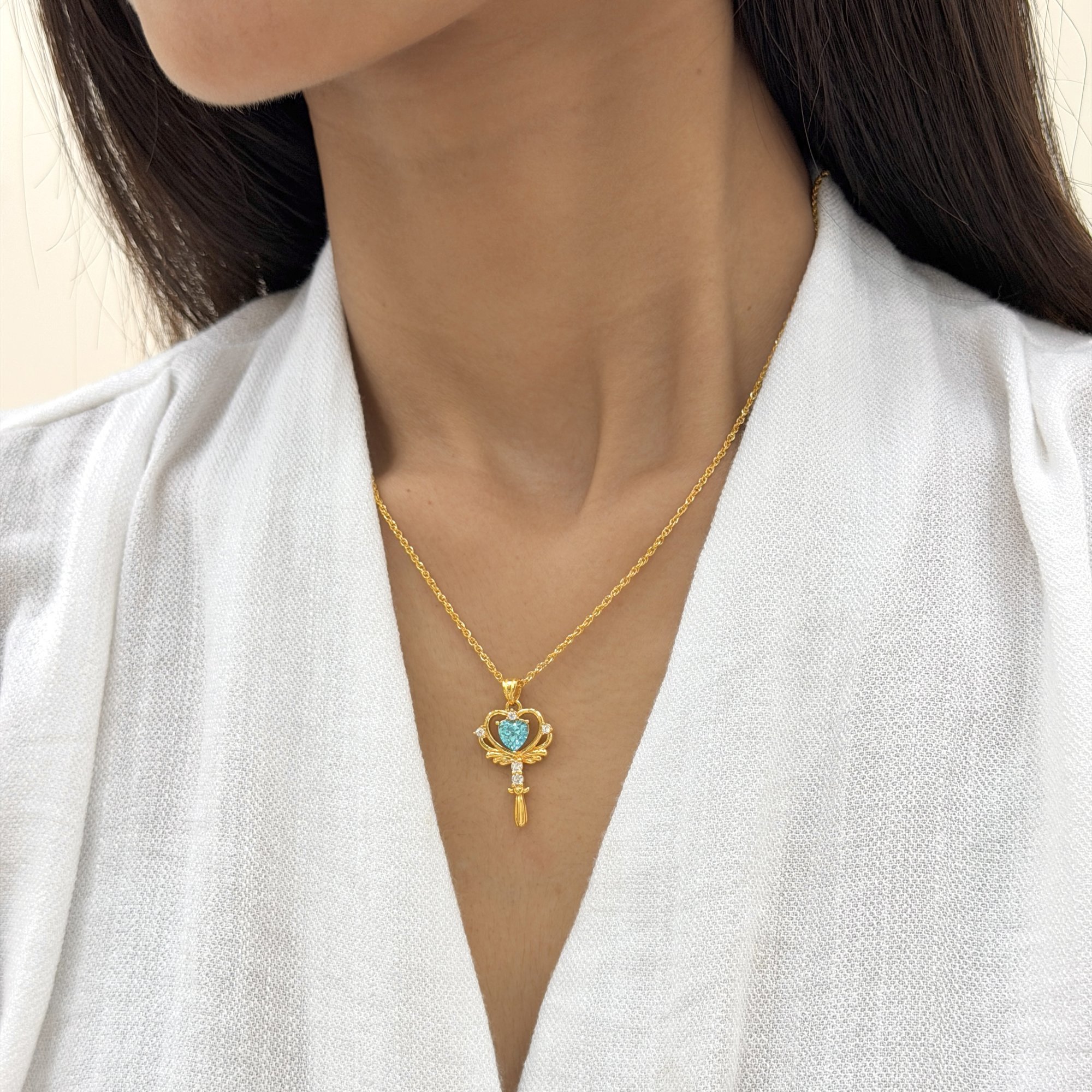 Scepter Fairy Pendant — 24K Pure Gold (On model)