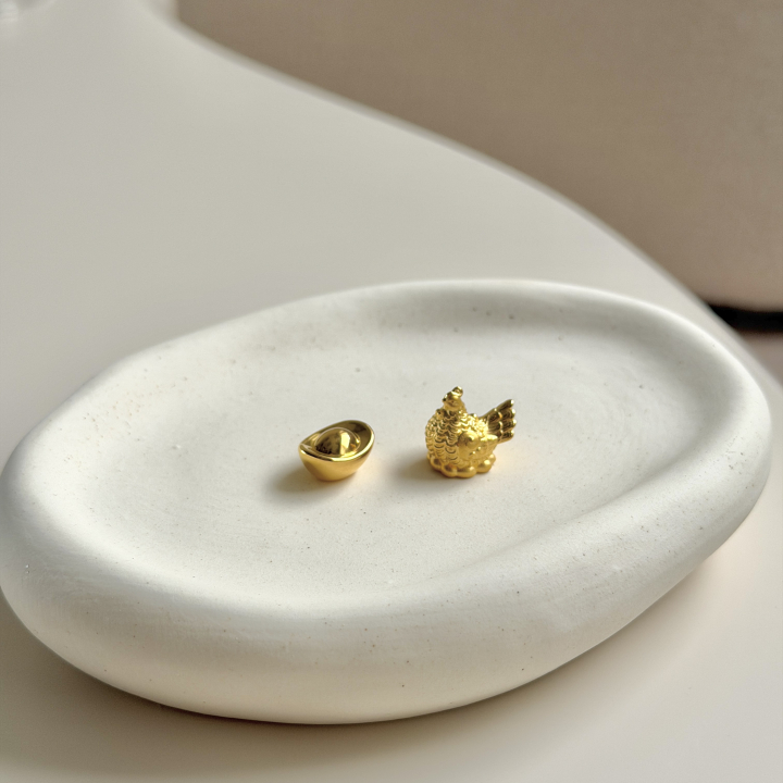 Gold Hen Figurine — 24K Pure Gold (On model)