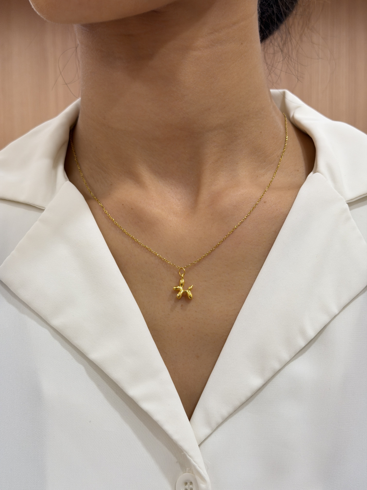犬派必收|氣球狗墜 — 純金9999 (worn photo)