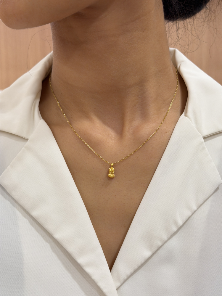 超萌萌|招財寶寶貔貅墜 — 純金9999 (worn photo)